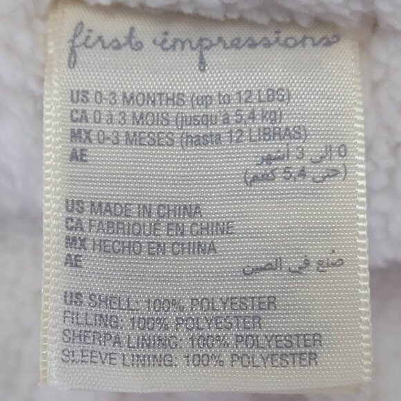 First Impressions Baby Quilted Gray Camo Snowsuit 0-3 Months Up to 12lbs - Picture 6 of 6